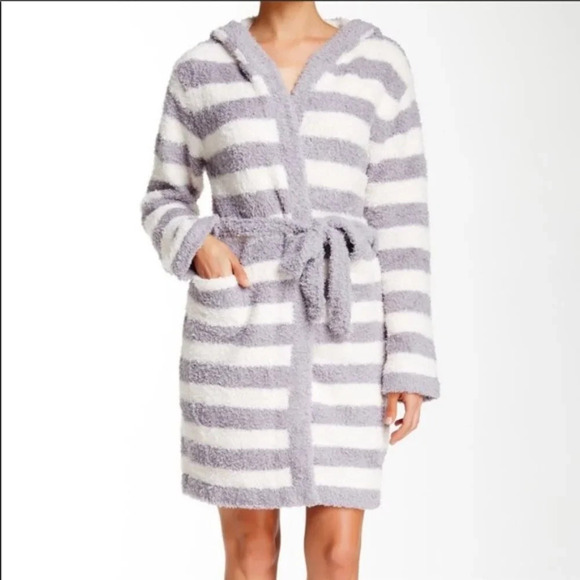 Barefoot Dreams Cozy Chic Striped Hooded Robe (NO BELT) - Size 1 (Small) - Picture 1 of 8